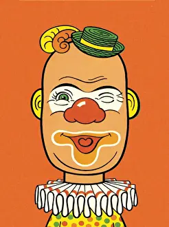 Red Background Prints: Clown