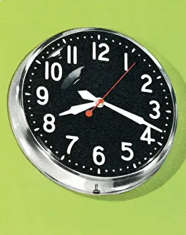 Green Background Prints: Clock
