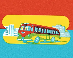 Colored Backgroun Prints: Bus