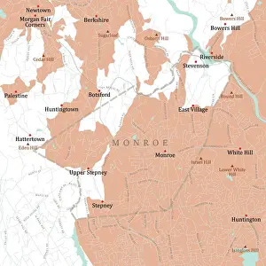 Riverside Prints: CT Fairfield Monroe Vector Road Map