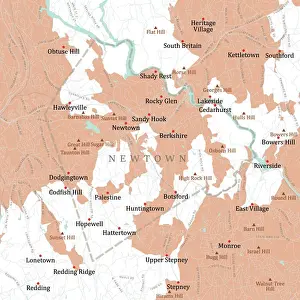 CT Fairfield Newtown Vector Road Map