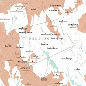 Hopewell Prints: CT Fairfield Redding Vector Road Map