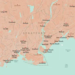 CT Fairfield Stratford Vector Road Map