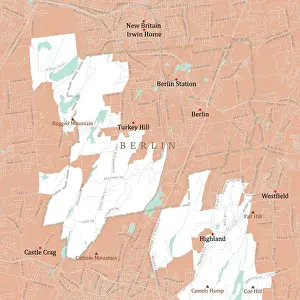 Highland Prints: CT Hartford Berlin Vector Road Map