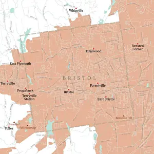 Bristol Prints: CT Hartford Bristol Vector Road Map