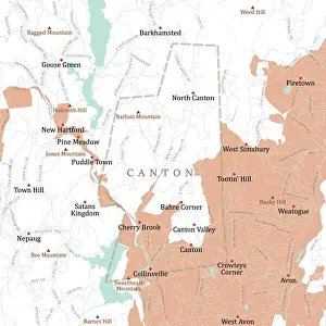 Canton Prints: CT Hartford Canton Vector Road Map