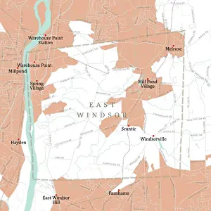 Connecticut River Prints: CT Hartford East Windsor Vector Road Map