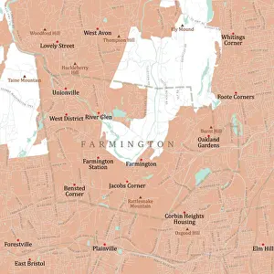CT Hartford Farmington Vector Road Map