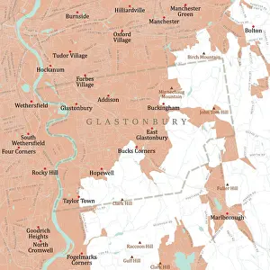 Glastonbury Prints: CT Hartford Glastonbury Vector Road Map