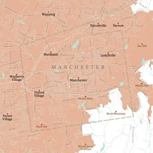 Manchester Prints: CT Hartford Manchester Vector Road Map