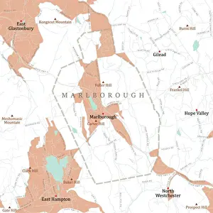 Hope Valley Prints: CT Hartford Marlborough Vector Road Map