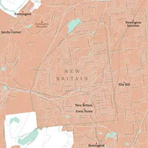 New Britain Prints: CT Hartford New Britain Vector Road Map