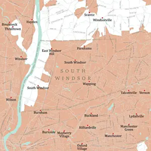 Connecticut River Prints: CT Hartford South Windsor Vector Road Map
