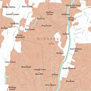 Connecticut River Prints: CT Hartford Windsor Vector Road Map