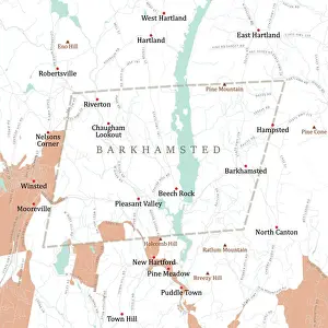 Litchfield Prints: CT Litchfield Barkhamsted Vector Road Map