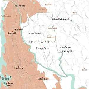 Litchfield Prints: CT Litchfield Bridgewater Vector Road Map