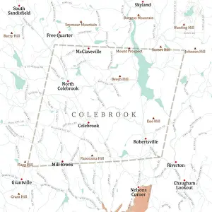 Litchfield Prints: CT Litchfield Colebrook Vector Road Map