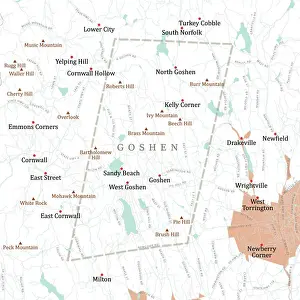 Litchfield Prints: CT Litchfield Goshen Vector Road Map