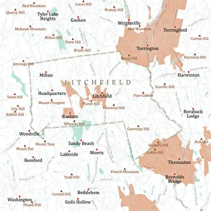 Sandy Beach Gallery: CT Litchfield Litchfield Town Vector Road Map