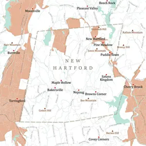 Litchfield Prints: CT Litchfield New Hartford Vector Road Map
