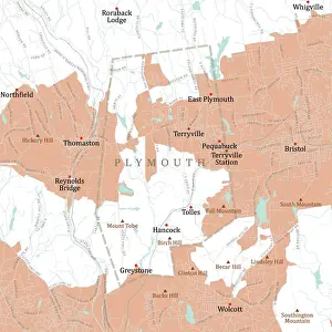 Litchfield Prints: CT Litchfield Plymouth Vector Road Map
