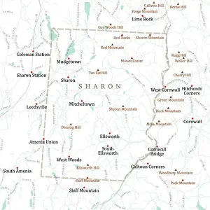 Litchfield Prints: CT Litchfield Sharon Vector Road Map