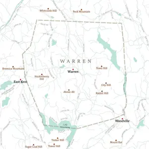 Litchfield Prints: CT Litchfield Warren Vector Road Map