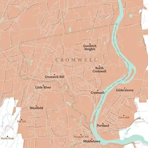 CT Middlesex Cromwell Vector Road Map