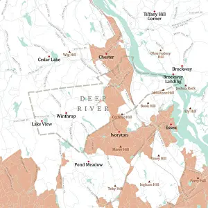 Essex Prints: CT Middlesex Deep River Vector Road Map