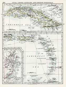 Images Dated 22nd August 2016: Cuba lesser antilles map 1897