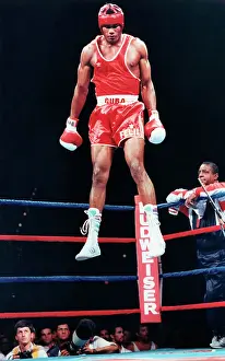 Cuban Boxer Felix Savon Warming Up in the Ring