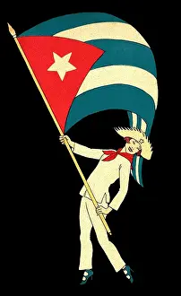 Waving Prints: Cuban Flag Girl