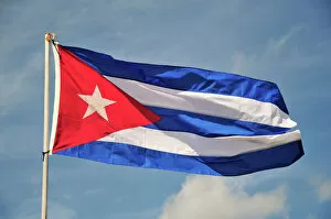 Ensign Gallery: Cuban flag, Havana, Cuba, Caribbean