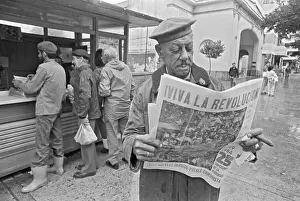 Anniversary Prints: Cuban Man Reads Anniversary Newspaper