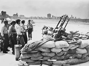 Suspicion Prints: Cuban Soldiers Standing by Waterfront