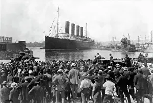 Cunard Liner Lusitania Departing New York