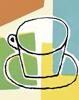 Cup and Saucer with Abstract Background