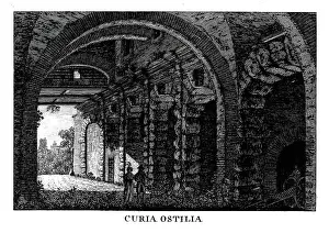Excavation Prints: Curia Hostilia, next to the Comitium on the Roman Forum was a meeting place of the Roman Senate in the Roman Republic