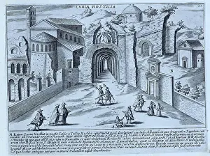 Decayed Prints: Curia Hostilia, This image has a labelled key to the buildings depicted in this scene