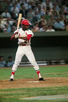 Curt Flood in Baseball Batting Action