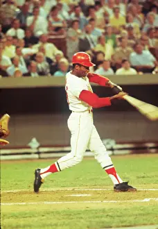 Curt Flood in Baseball Batting Action