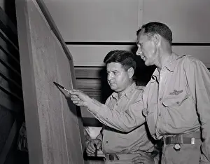 Mariana Islands Prints: Curtis E. LeMay and A. W. Kissner Studying Map