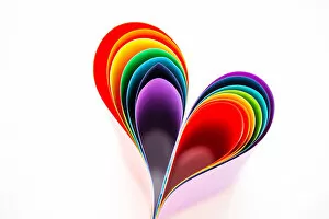 Images Dated 11th February 2018: Curved colorful paper shaped like a heart