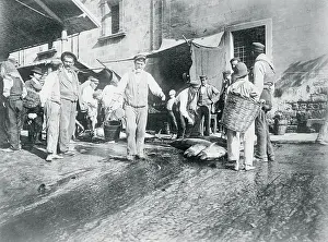 Palermo Prints: Customers Choosing Fish at Market