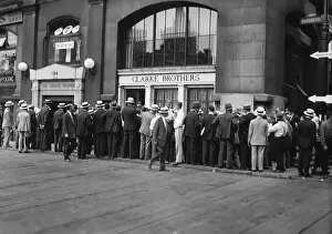 Economics Prints: Customers Crowding Outside Clarke Brothers Bank