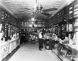 1920s Style Prints: Customers Inside Drugstore