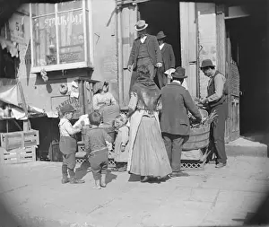 Town Scene Prints: Customers Shopping