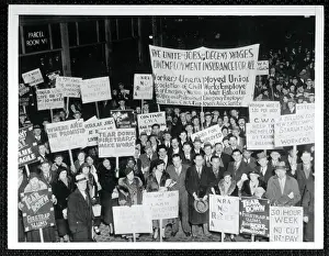Unemployment Prints: CWA Demonstrators Hold Signs and Banners