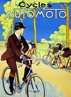 Bicycling Prints: Cycles Automoto