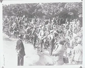 Isle Of Man Prints: Cyclists Gathering for Race